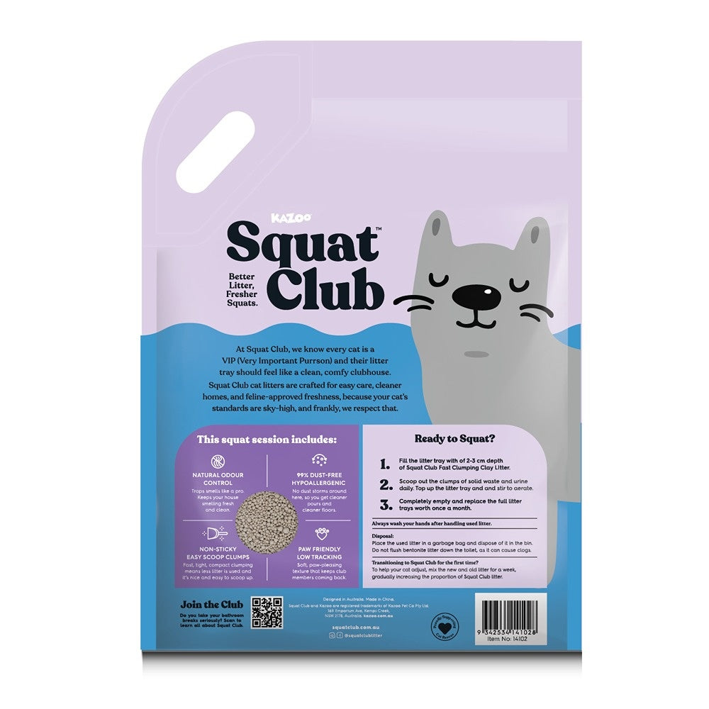 Squat Club Fast Clumping Lavender Scented Clay Cat Litter