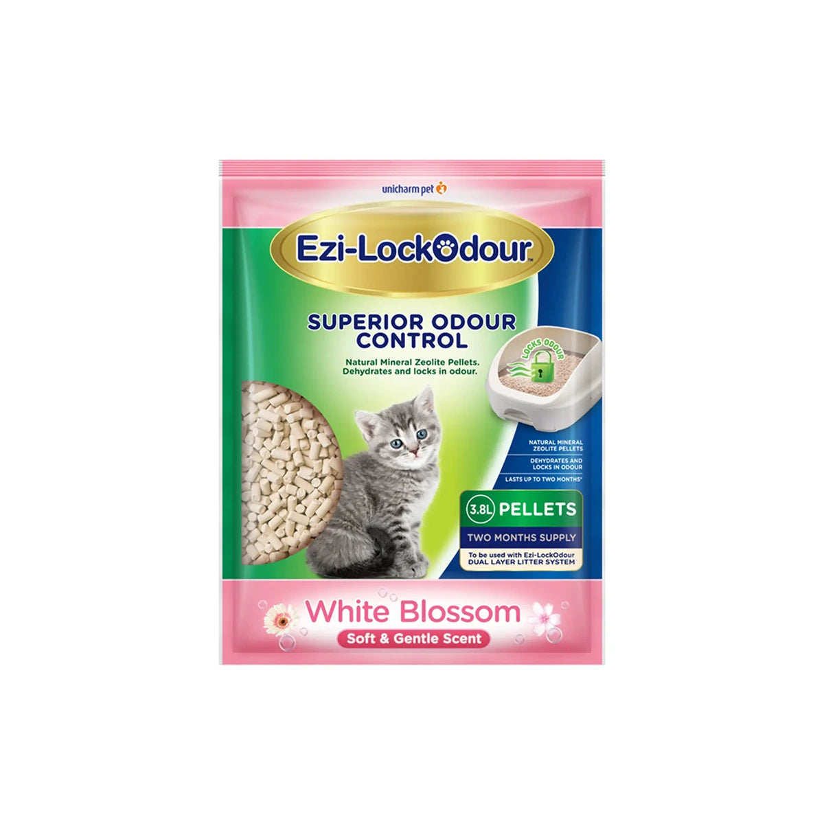 Ezi-LockOdour Natural Mineral Zeolite Pellet White Blossom Scented Cat Litter