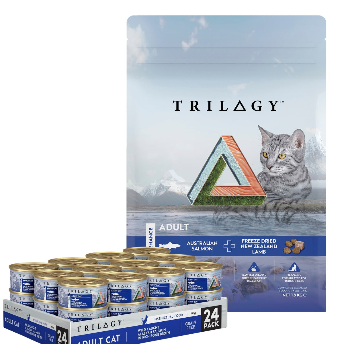 Trilogy Adult Salmon & Lamb Cat Food Bundle