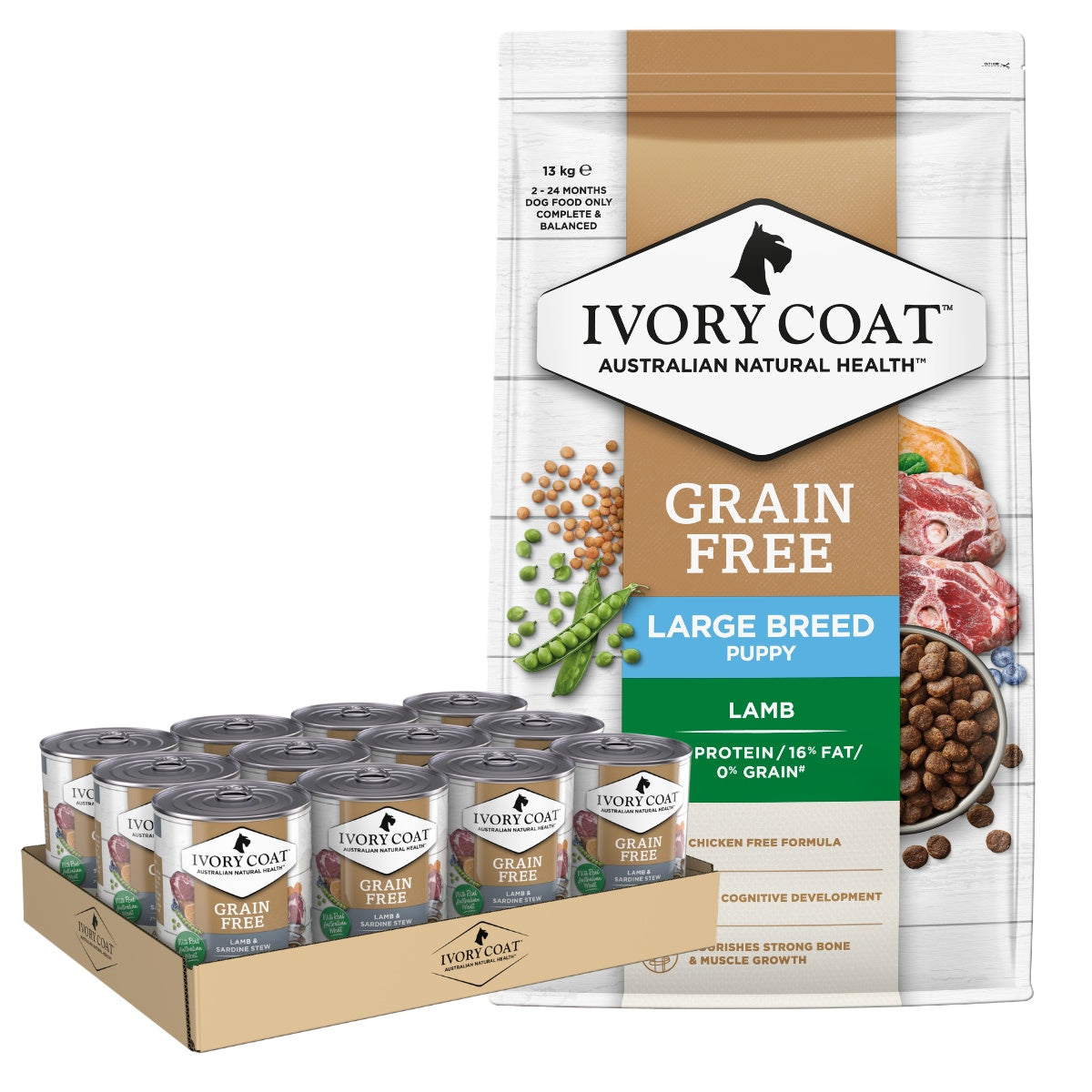 Ivory Coat Puppy Large Breed Lamb Dog Food Bundle