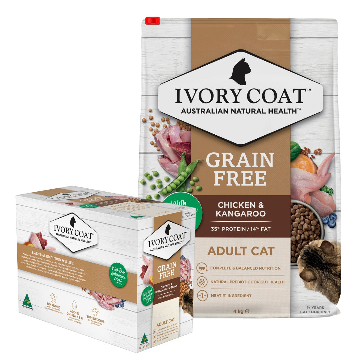 Ivory Coat Adult Grain Free Chicken & Kangaroo Cat Food Bundle