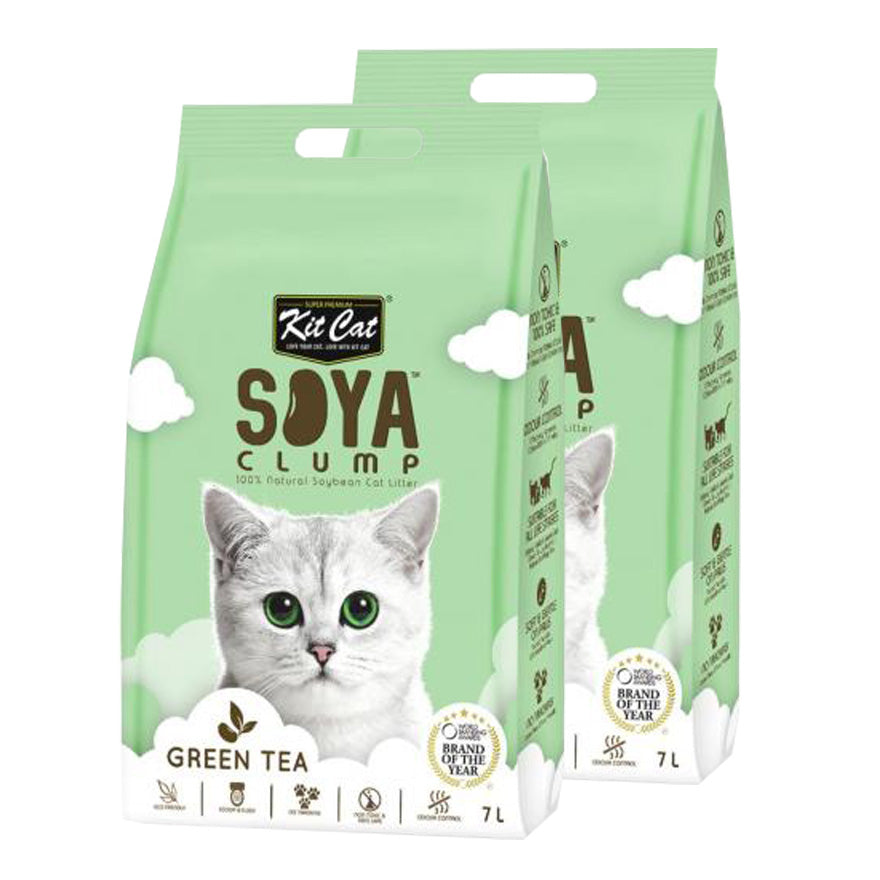 Kit Cat Tofu Soya Green Tea Clumping Cat Litter Bundle