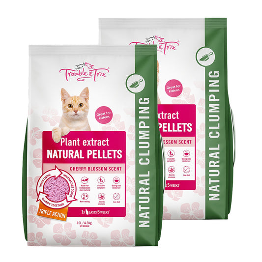 Trouble N Trix Natural Clumping Cherry Blossom Scent Tofu Cat Litter Bundle