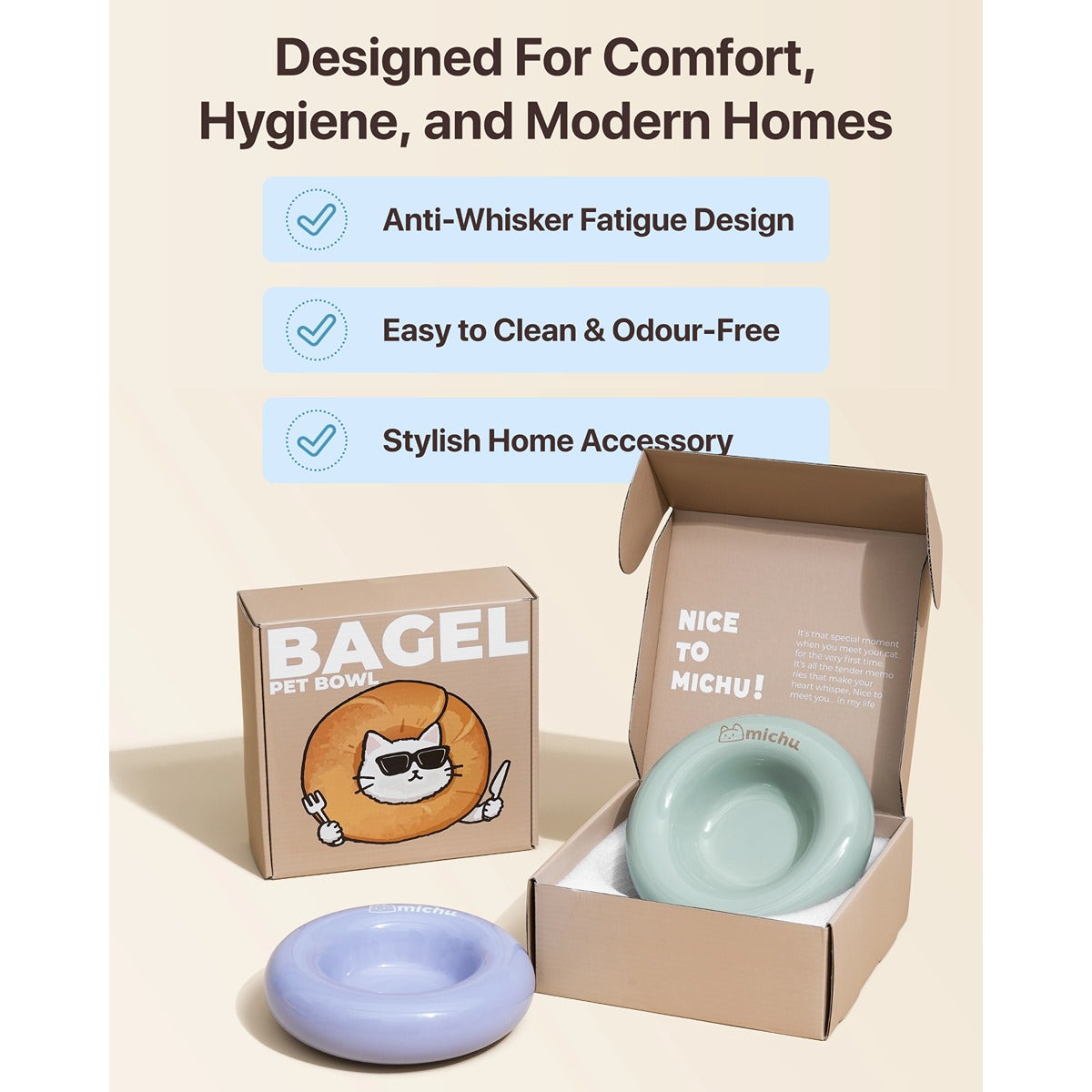 Michu Bagel Ceramic Cat Bowl