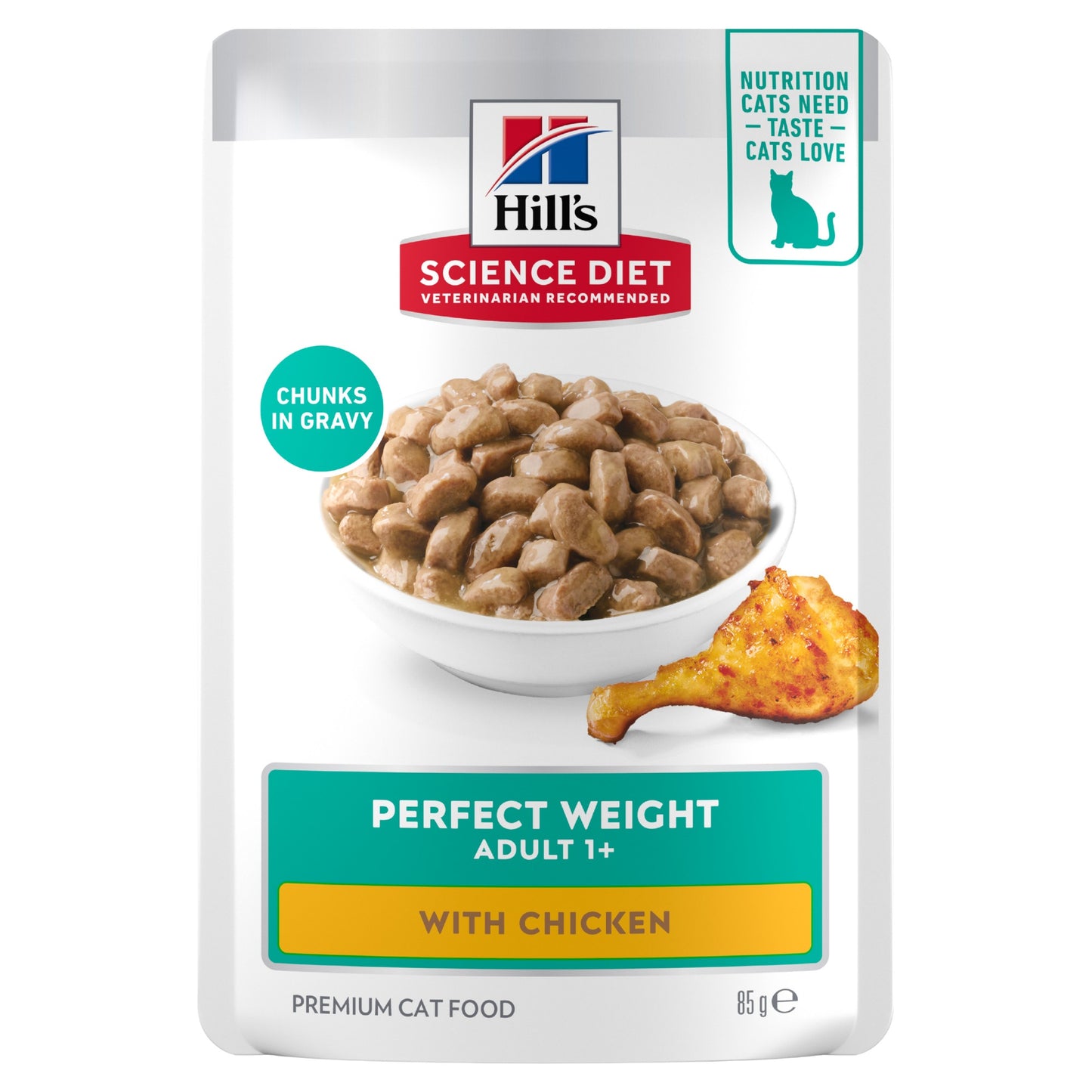 Hill's Science Diet Perfect Weight Adult Chicken Pouches Wet Cat Food 85g