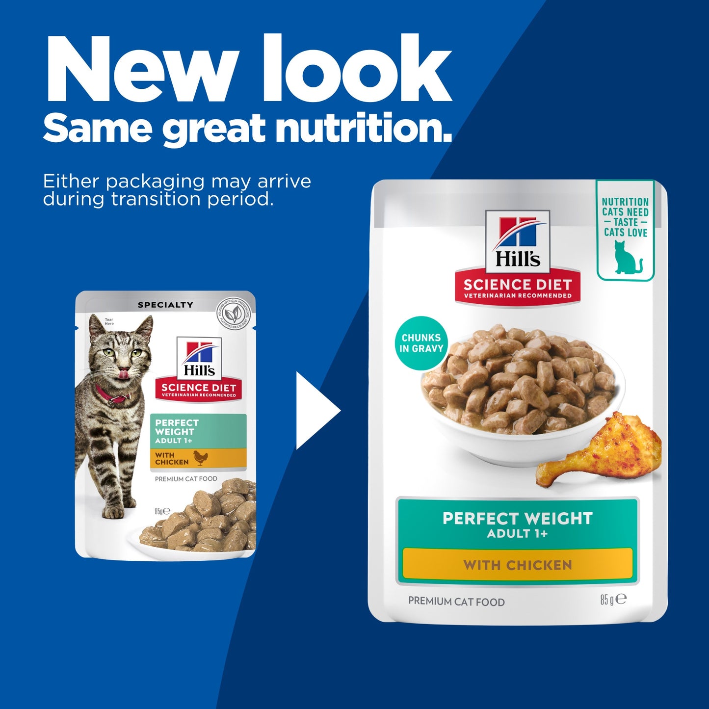 Hill's Science Diet Perfect Weight Adult Chicken Pouches Wet Cat Food 85g