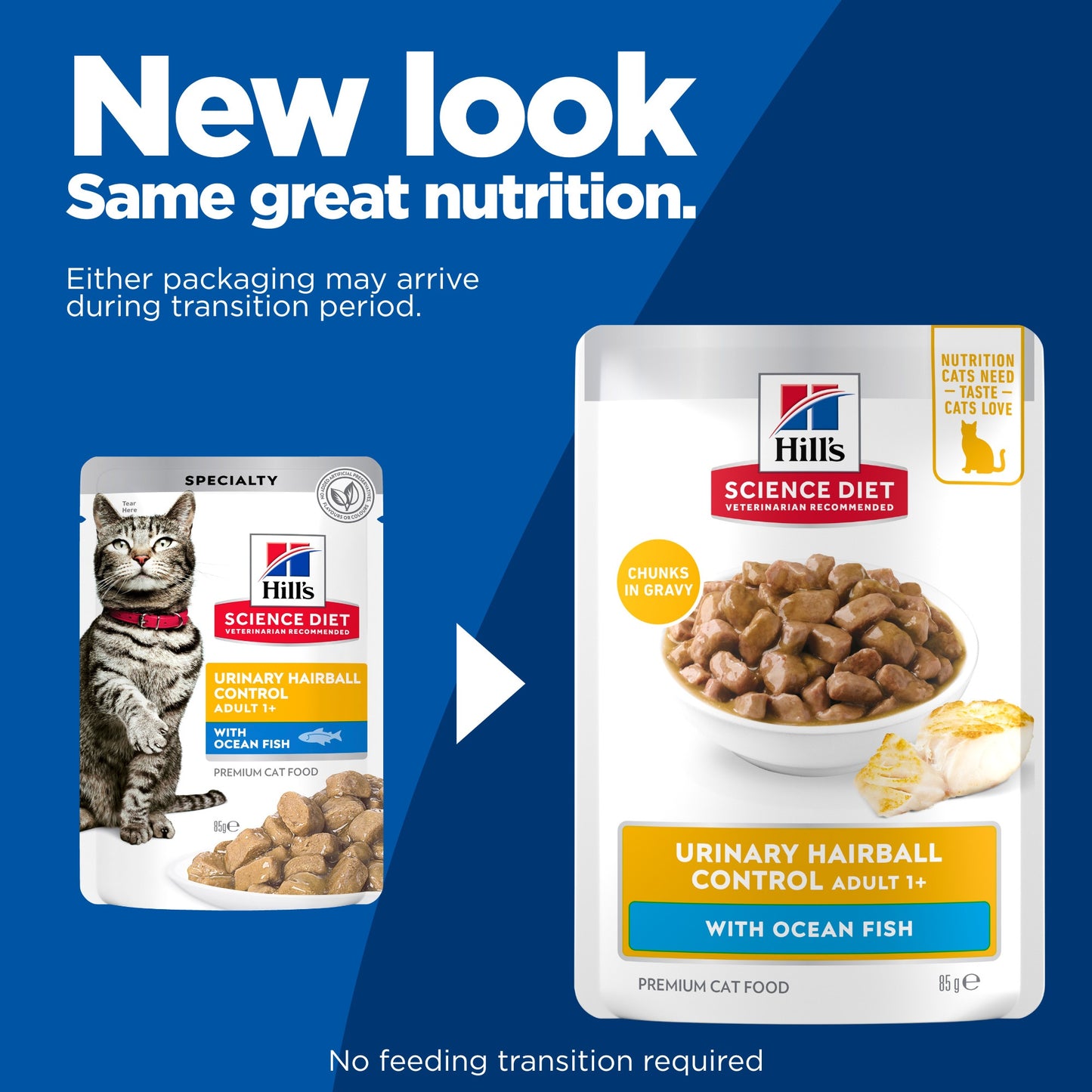 Hill's Science Diet Urinary Hairball Control Adult Ocean Fish Pouches Wet Cat Food 85g