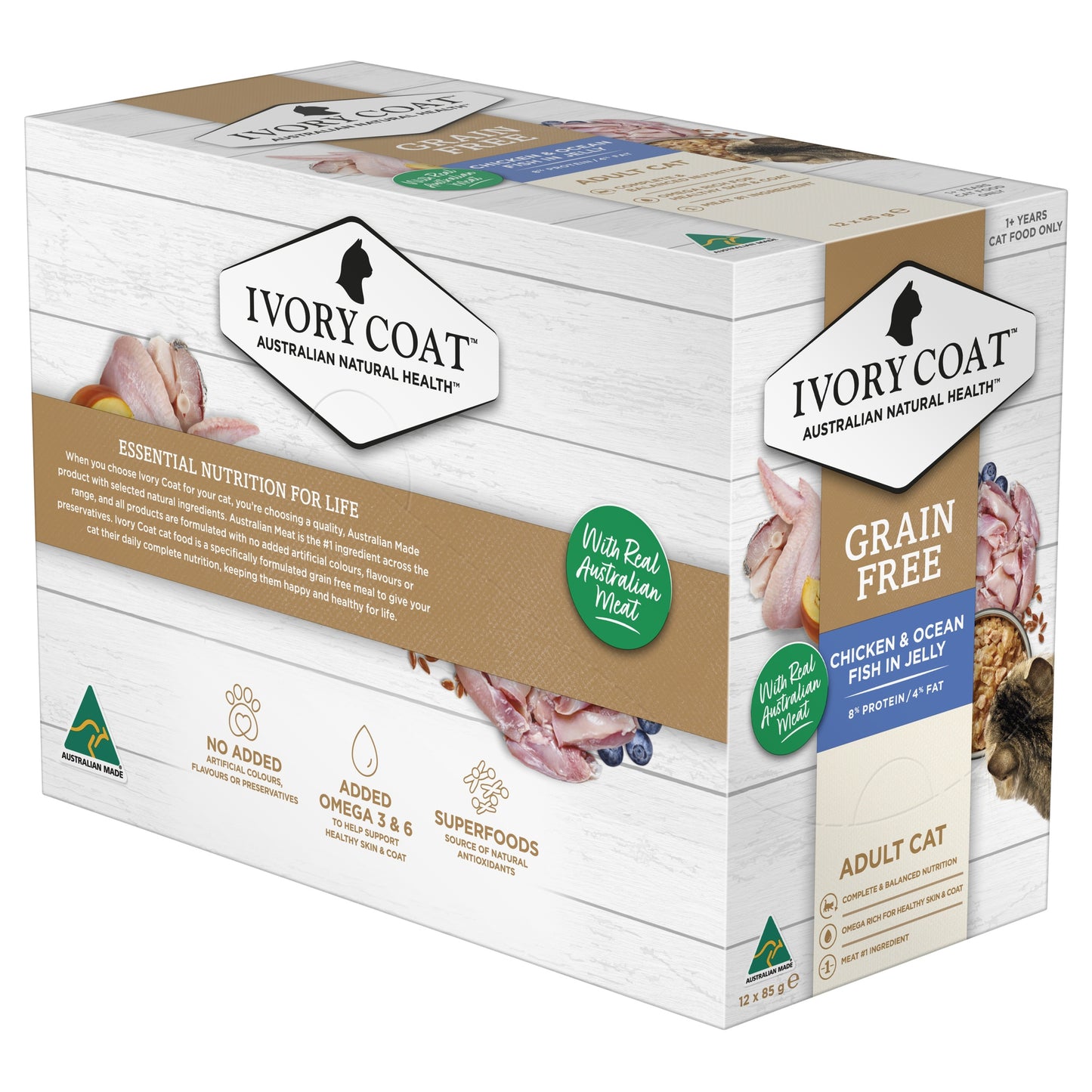 Ivory Coat Grain Free Adult Wet Cat Food Chicken & Ocean Fish in Jelly