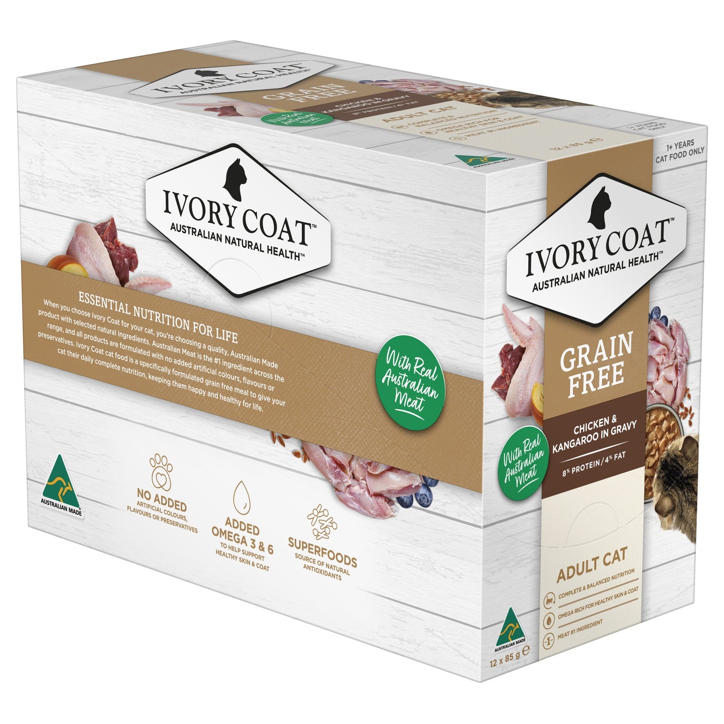 Ivory Coat Grain Free Adult Wet Cat Food Chicken & Kangaroo in Gravy