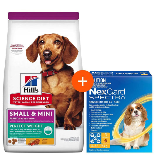 Hill's Science Diet Small Breed Dog Food + NexGard Spectra 3 Pack Dog Bundle