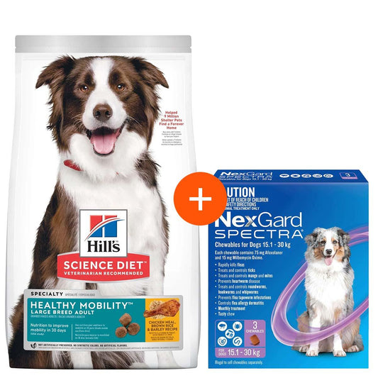 Hill's Science Diet Large Breed 12kg + Nexgard Spectra 3 Pack Bundle For Dogs