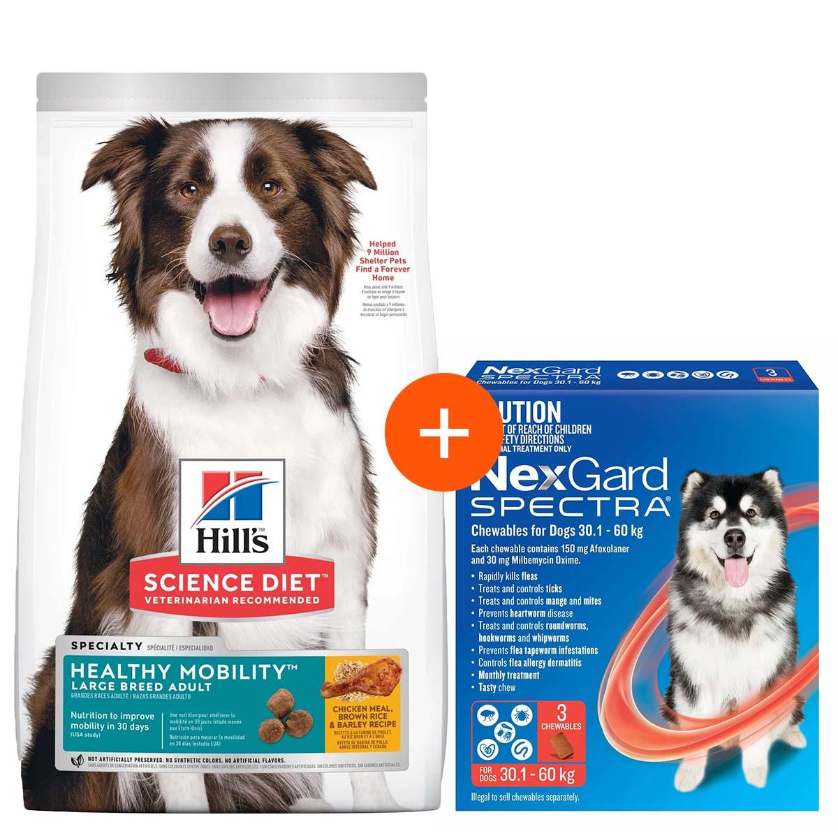 Hill's Science Diet Large Breed 12kg + Nexgard Spectra 3 Pack Bundle For Dogs