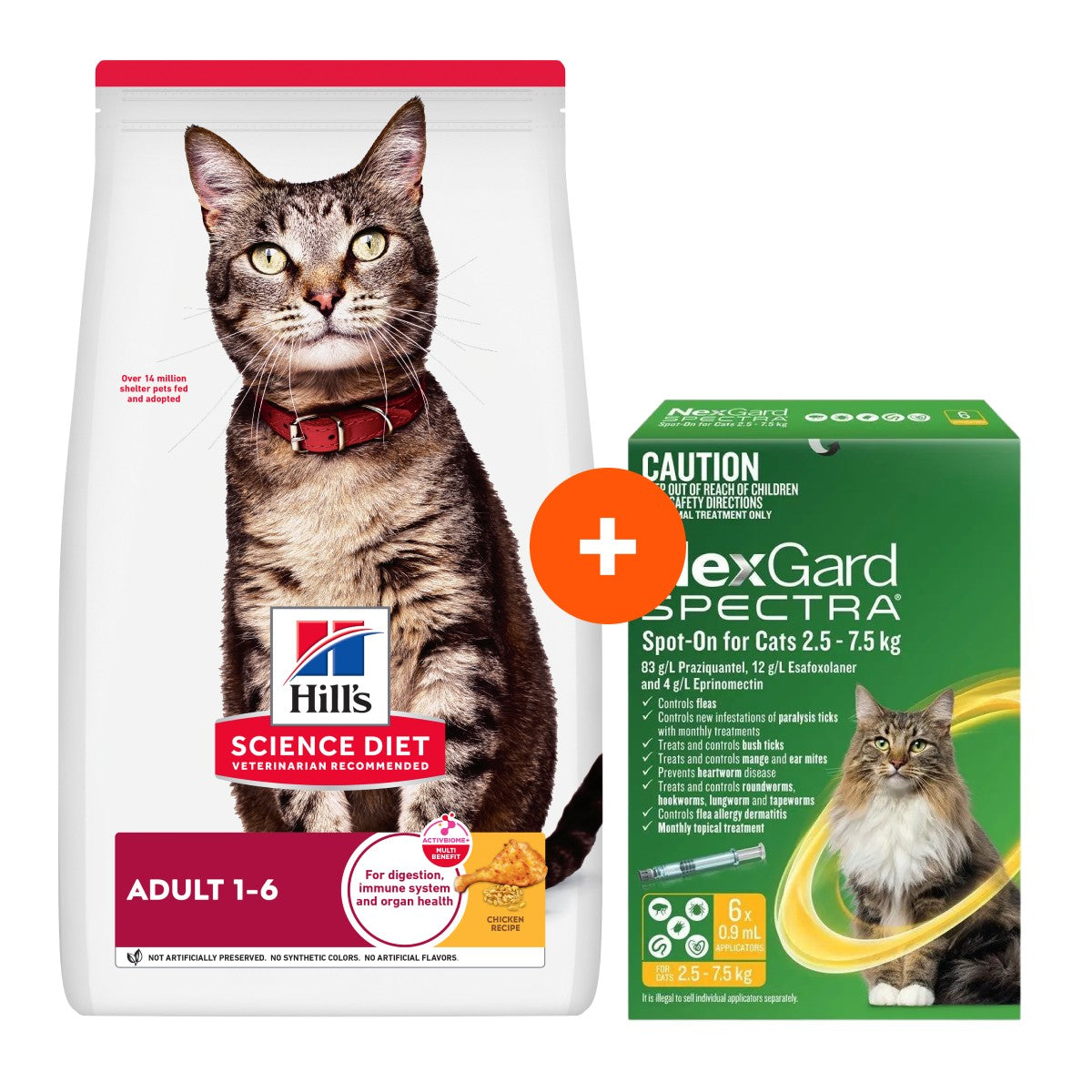 Hill's Science Diet Adult 6kg + NexGard Spectra 6 Pack Bundle For Cats