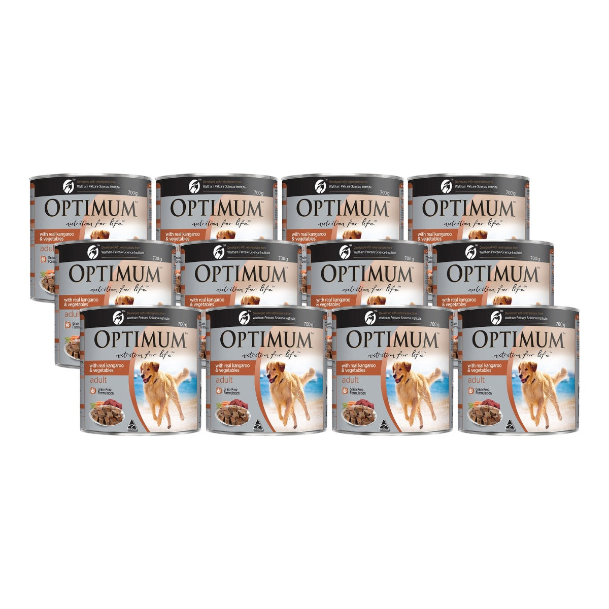 Optimum Real Kangaroo & Vegetables Adult Wet Dog Food Can 700g