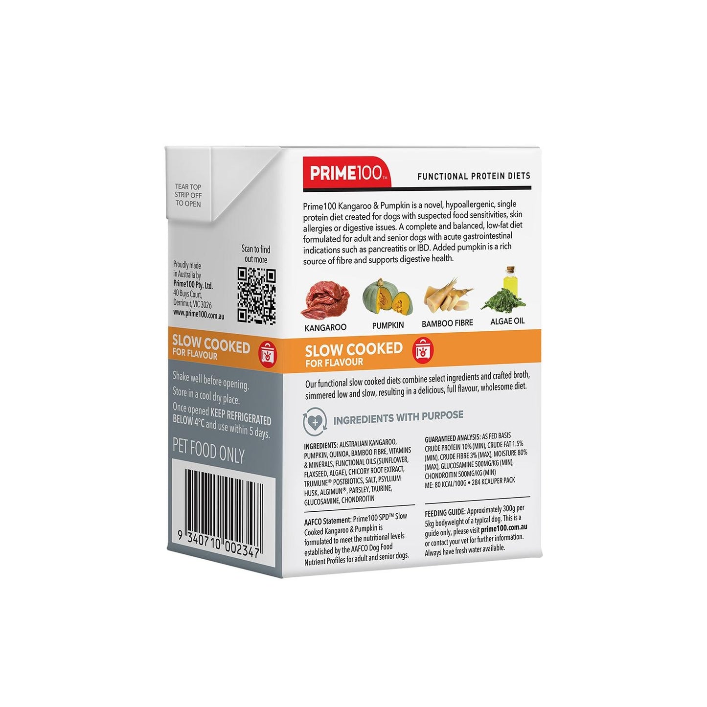 Prime100 SPD Slow Cooked Kangaroo & Pumpkin Wet Dog Food