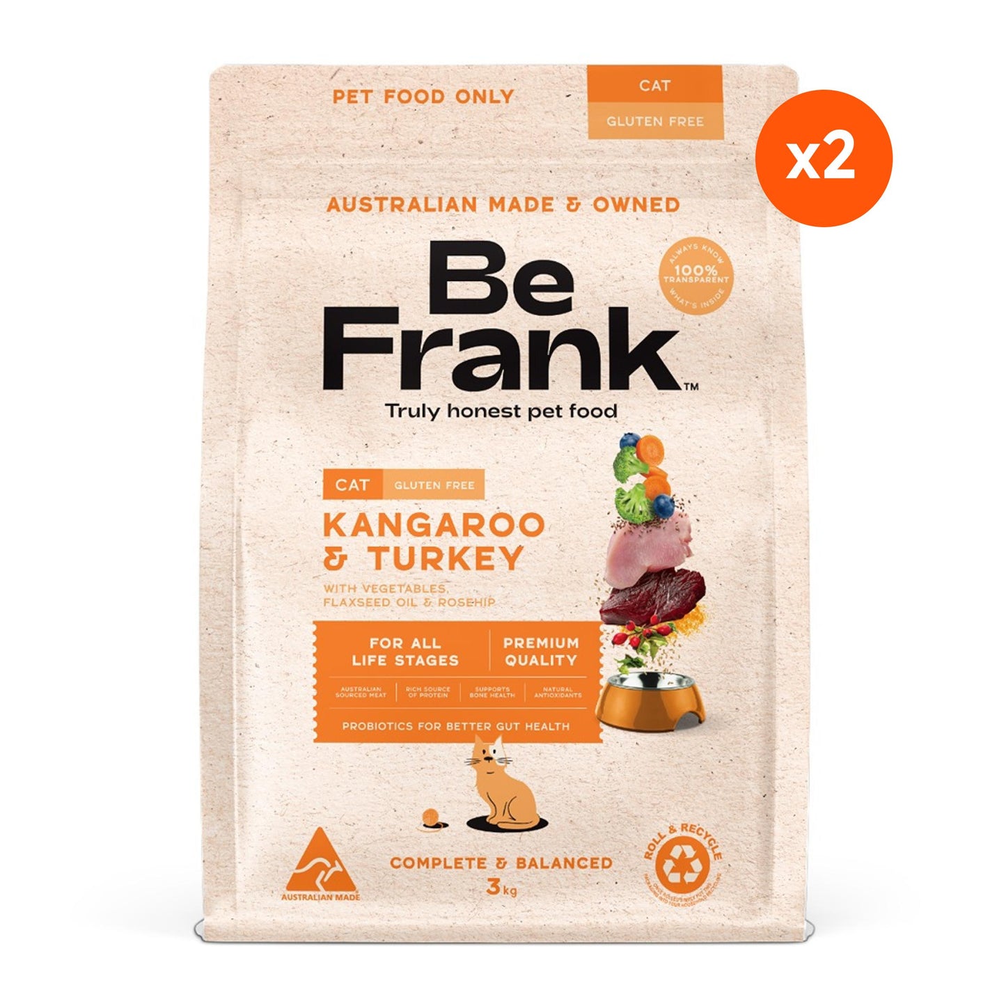 Be Frank Kangaroo & Turkey Dry Cat Food