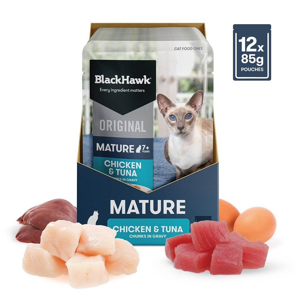 Black Hawk Original Chicken & Tuna Gravy Mature Wet Cat Food