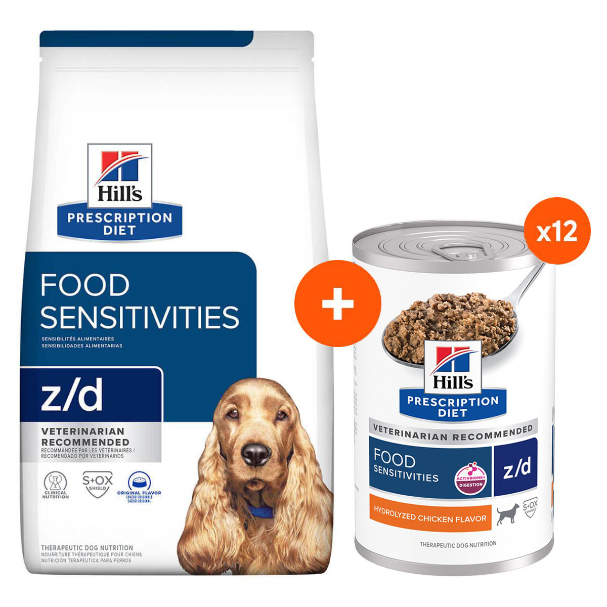 Hill's Prescription Diet Z/D Food Sensitivities Chicken Wet & Dry Dog Food Bundle