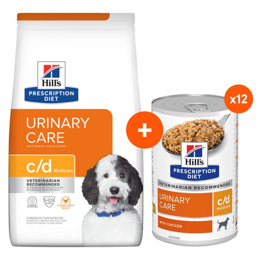 Hill's Prescription Diet C/D Urinary Care Chicken Wet & Dry Dog Food Bundle