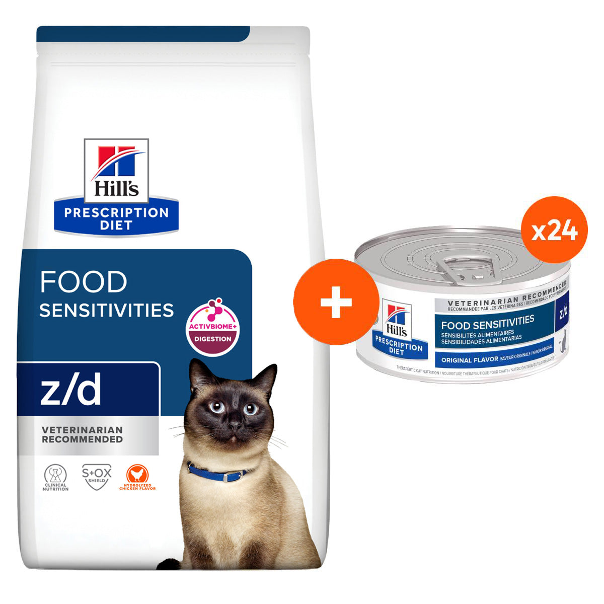 Hill's Prescription Diet Z/D Food Sensitivities Wet & Dry Cat Food Bundle