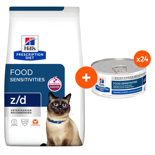Hill's Prescription Diet Z/D Food Sensitivities Wet & Dry Cat Food Bundle
