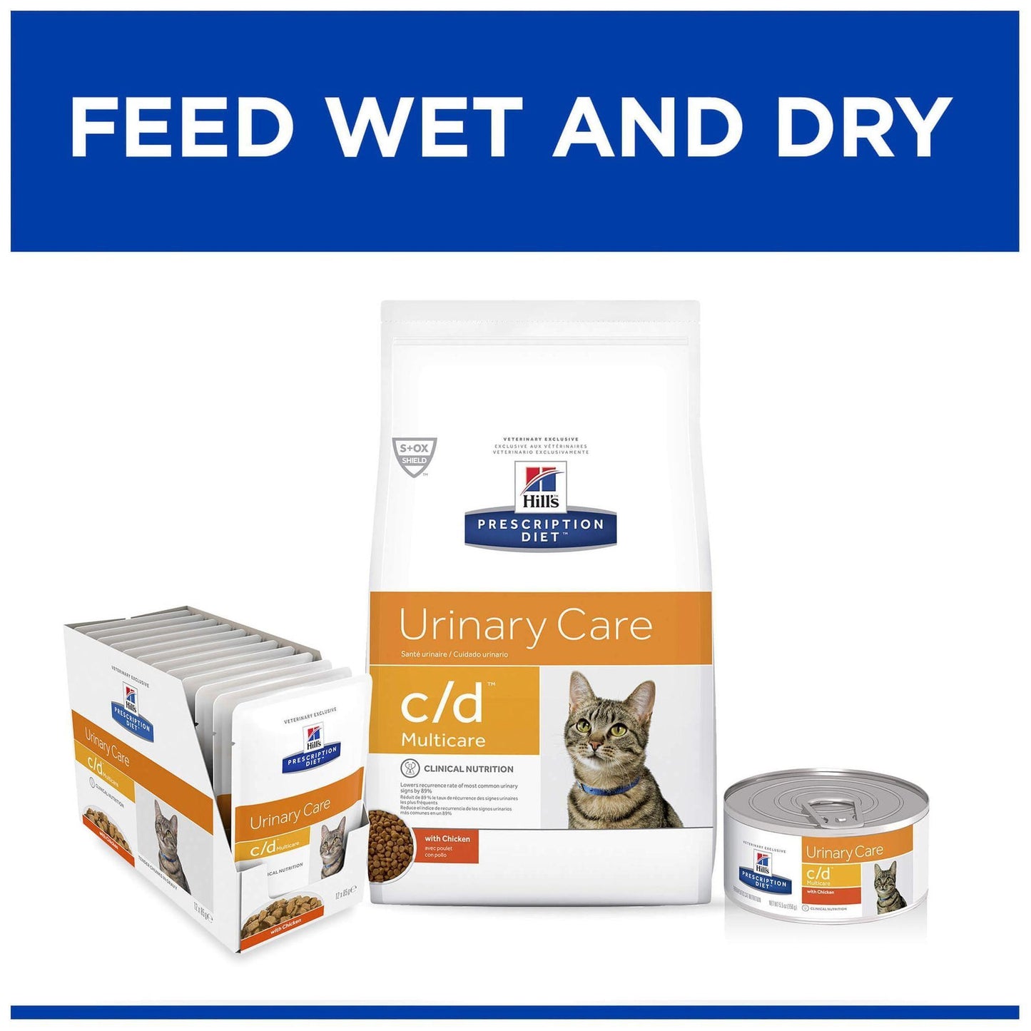 Hill's Prescription Diet C/D Urinary Care Chicken & Salmon Wet Cat Food Bundle
