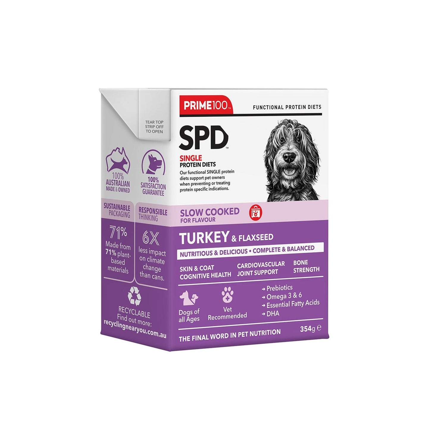 Prime100 SPD Slow Cooked Turkey & Flaxseed Wet Dog Food