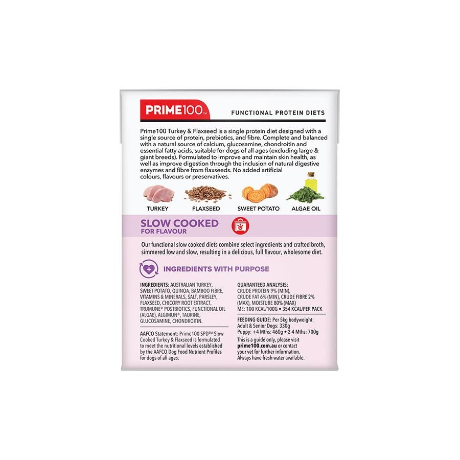 Prime100 SPD Slow Cooked Turkey & Flaxseed Wet Dog Food