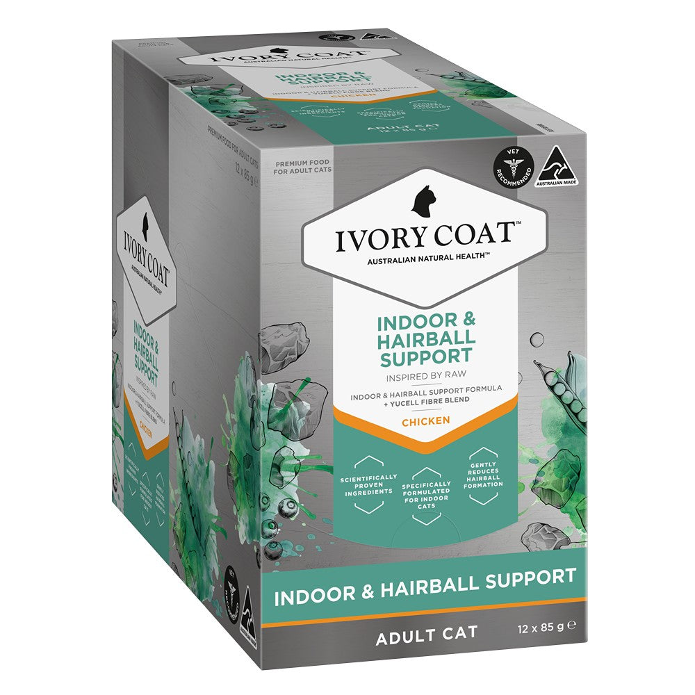 Ivory Coat Inspired by Raw Indoor & Hairball Wet Cat Food 85g