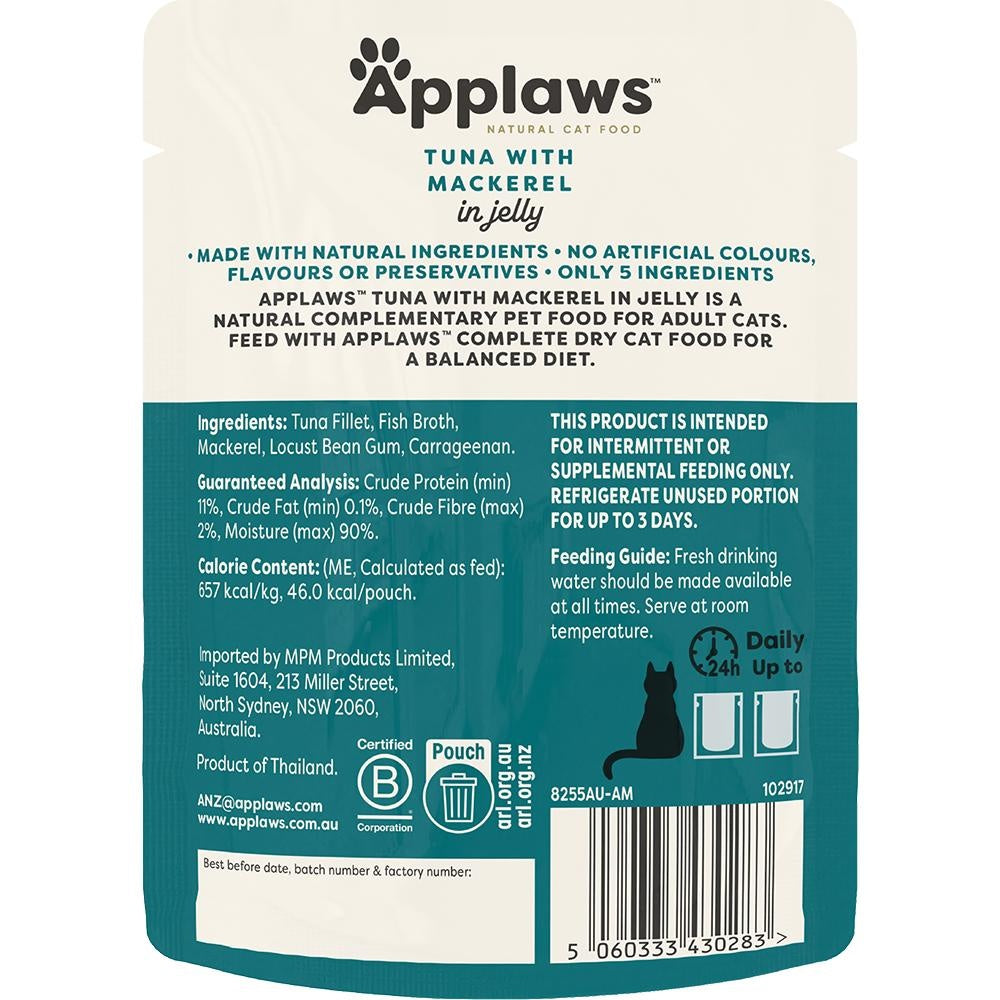 Applaws Natural Tuna with Mackerel in Jelly Wet Cat Food Pouch