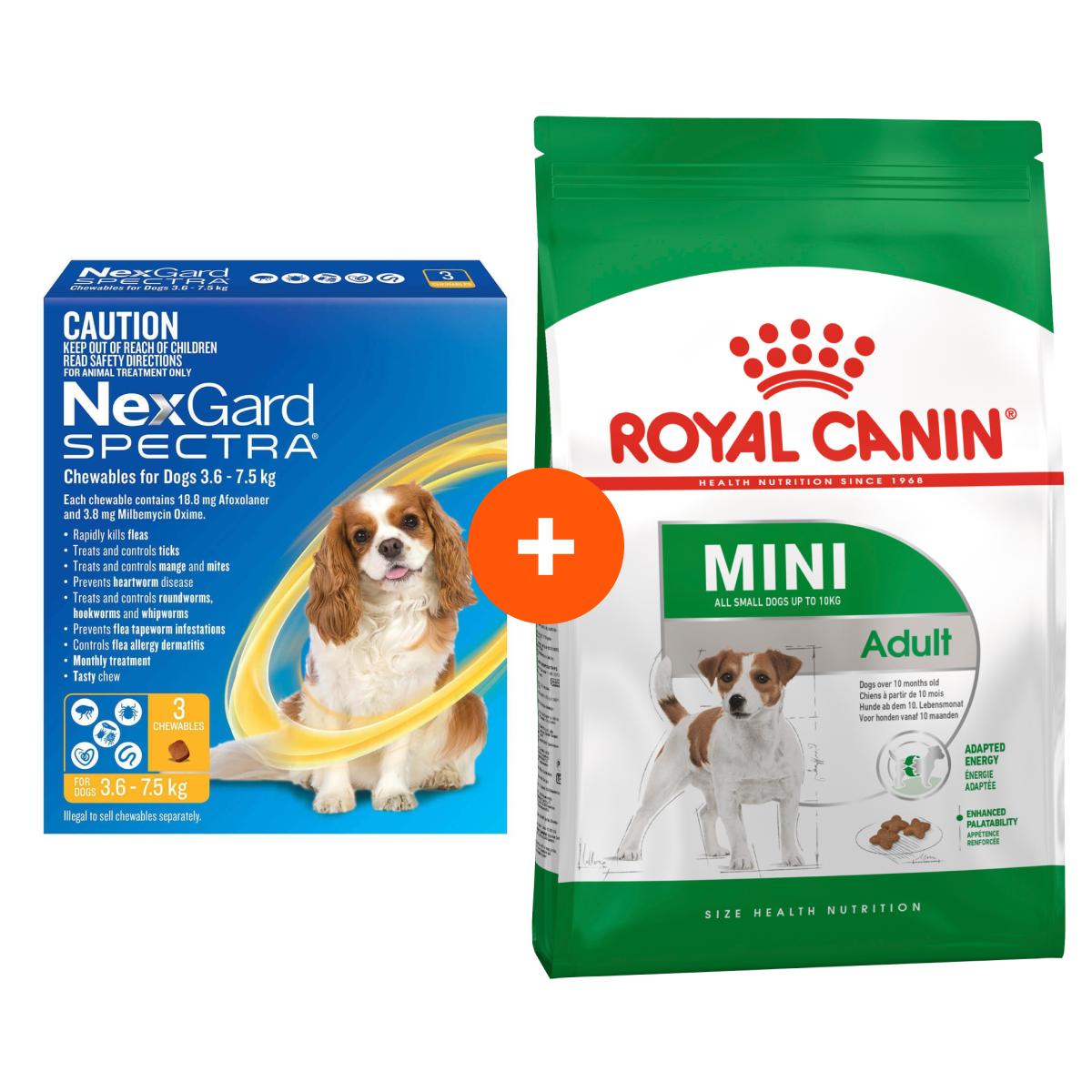 Royal Canin Mini Adult Dry Dog Food & NexGard Spectra Small Dog Bundle