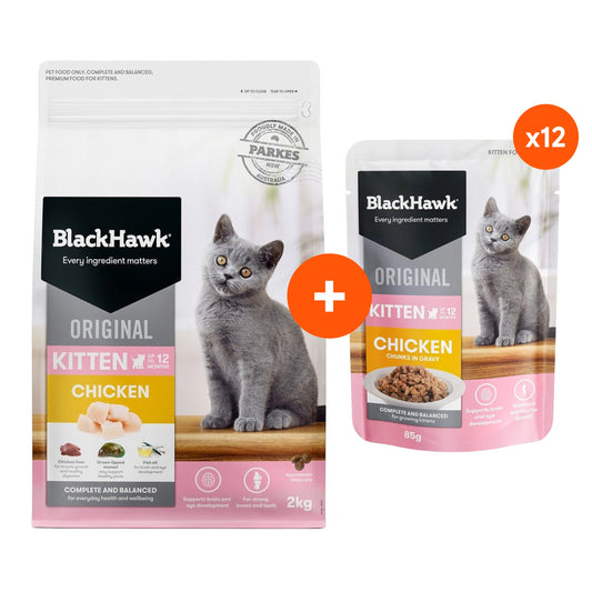 Black Hawk Original Chicken Dry & Wet Kitten Food Bundle