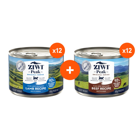 Ziwi Peak Lamb Recipe & Beef Recipe Wet Cat Food Bundle