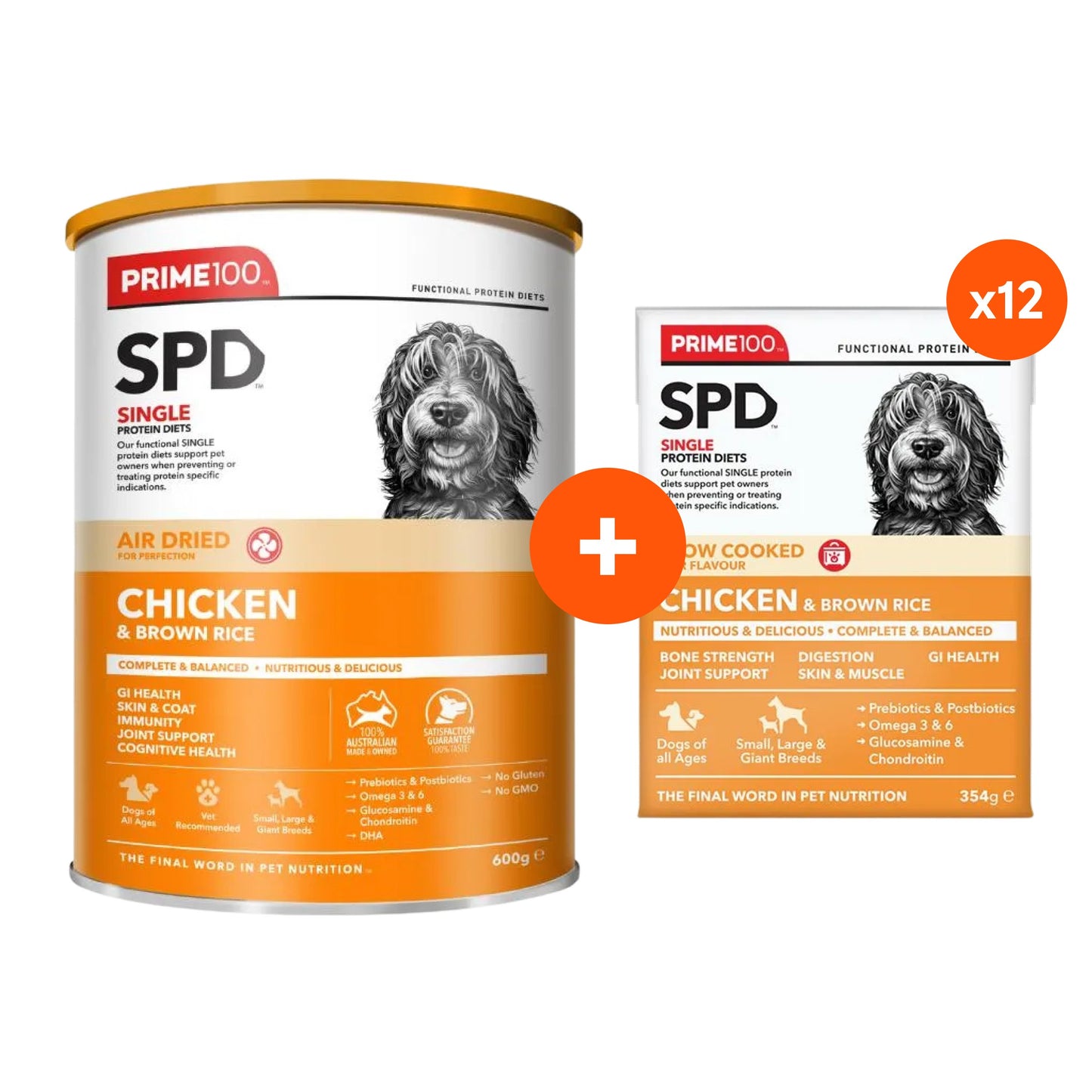 PRIME100 SPD Chicken & Brown Rice Air Dried & Wet Dog Food Bundle