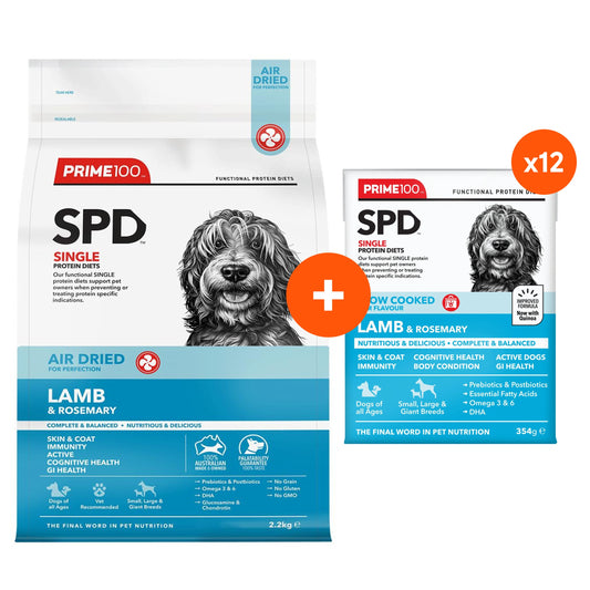 PRIME100 SPD Lamb & Rosemary Air Dried & Wet Dog Food Bundle