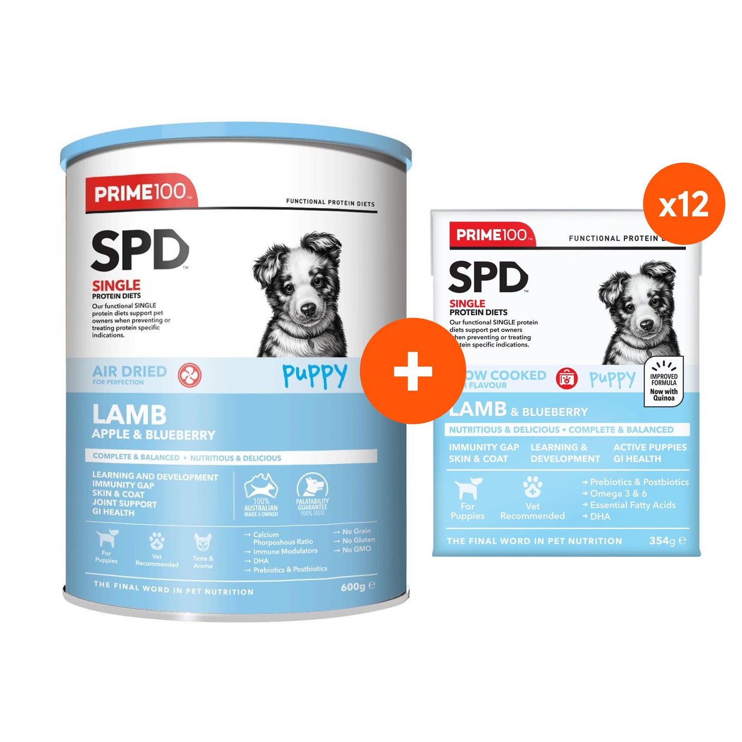 PRIME100 SPD Puppy Lamb Air Dried & Wet Food Bundle