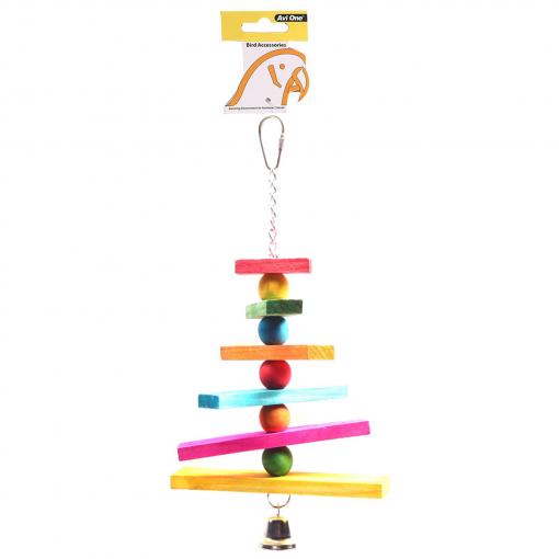 Avi One Bird Toy Coloured Block Chain & Bell