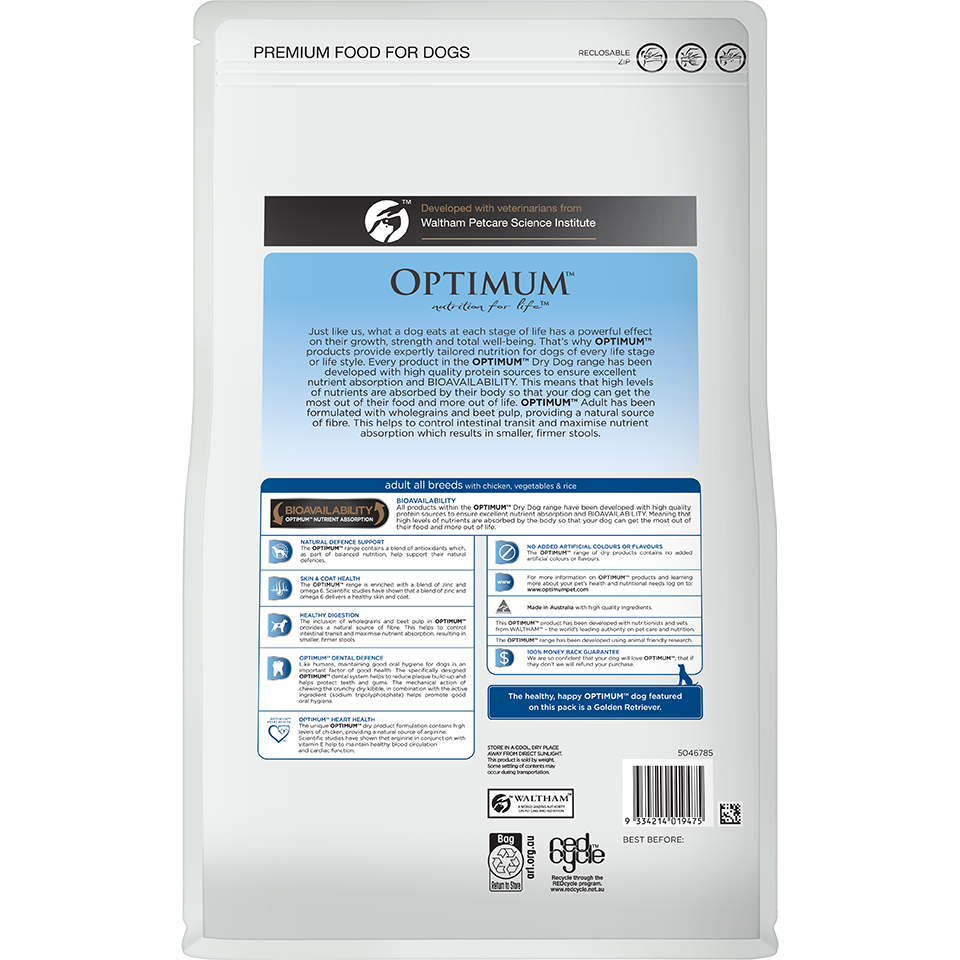 Optimum Adult Chicken, Vegetables & Rice Dry Dog Food