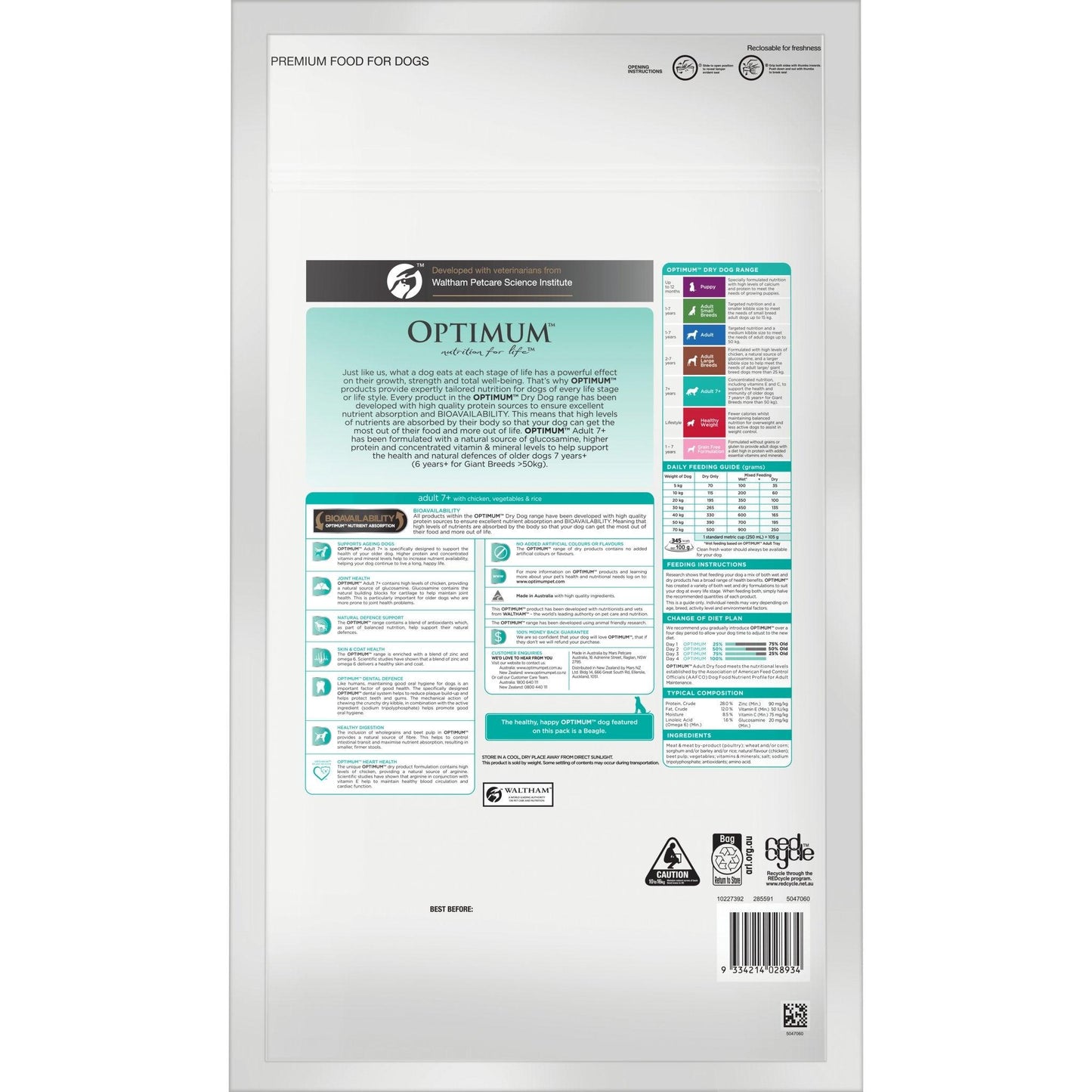 Optimum Dog Adult 7+ Chicken Vegetable & Rice 13.7kg