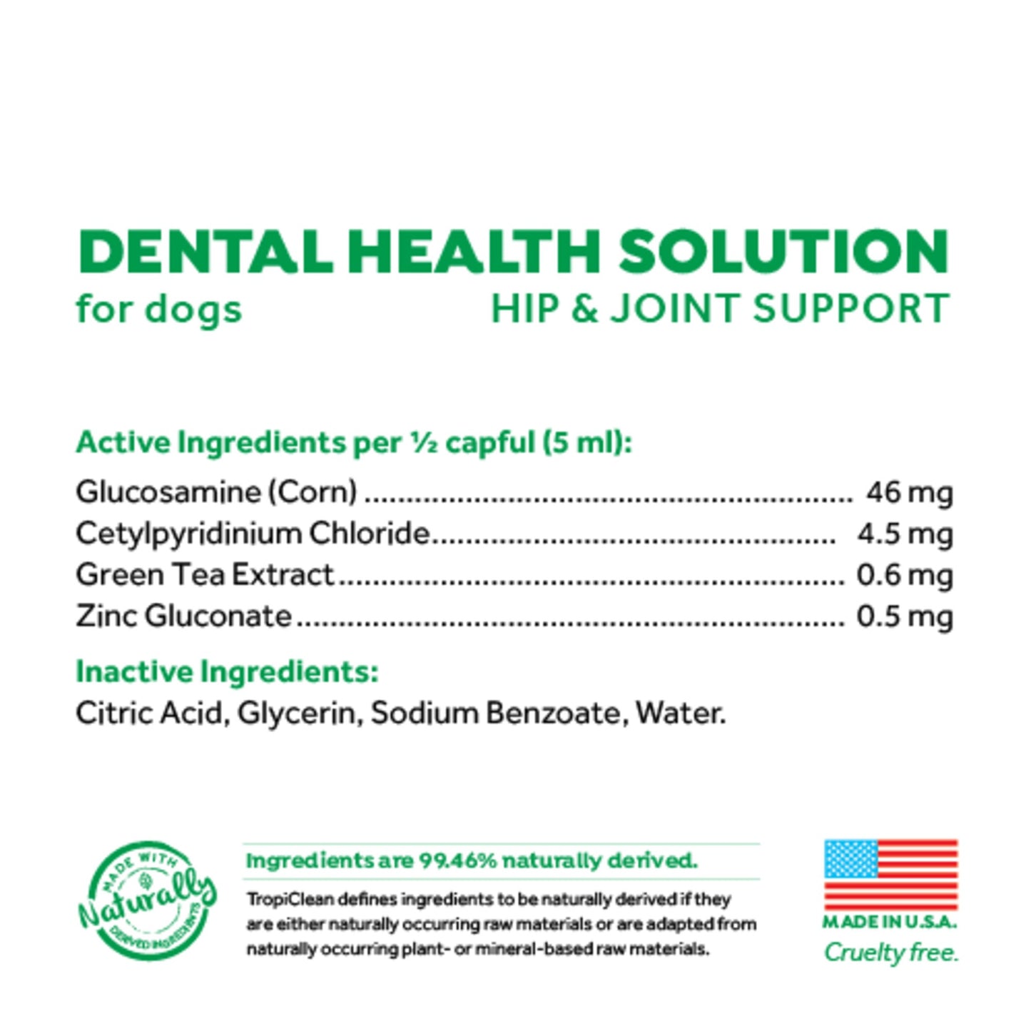 Tropiclean Fresh Breath Solution Water Additive Plus Hip & Joint