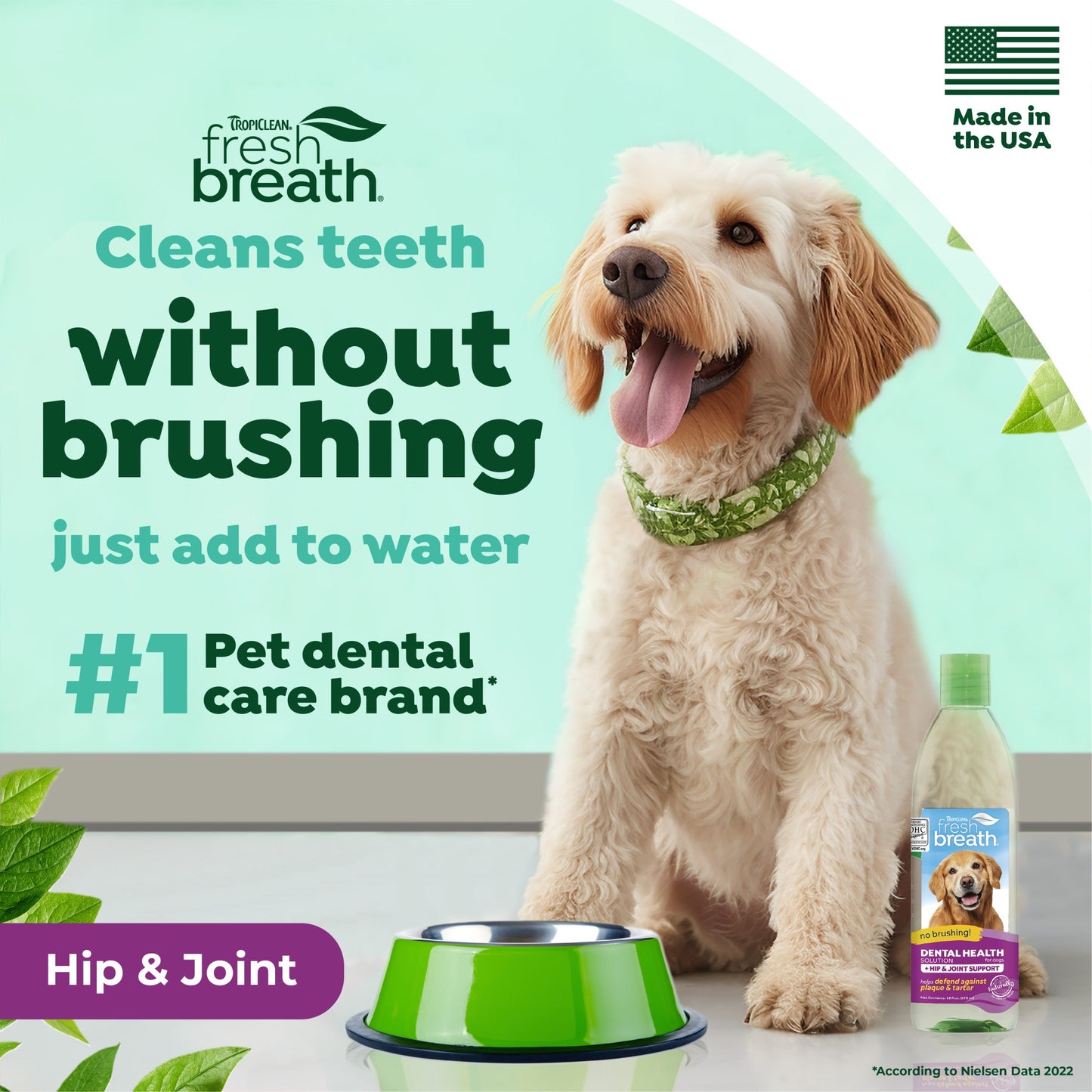 Tropiclean Fresh Breath Solution Water Additive Plus Hip & Joint