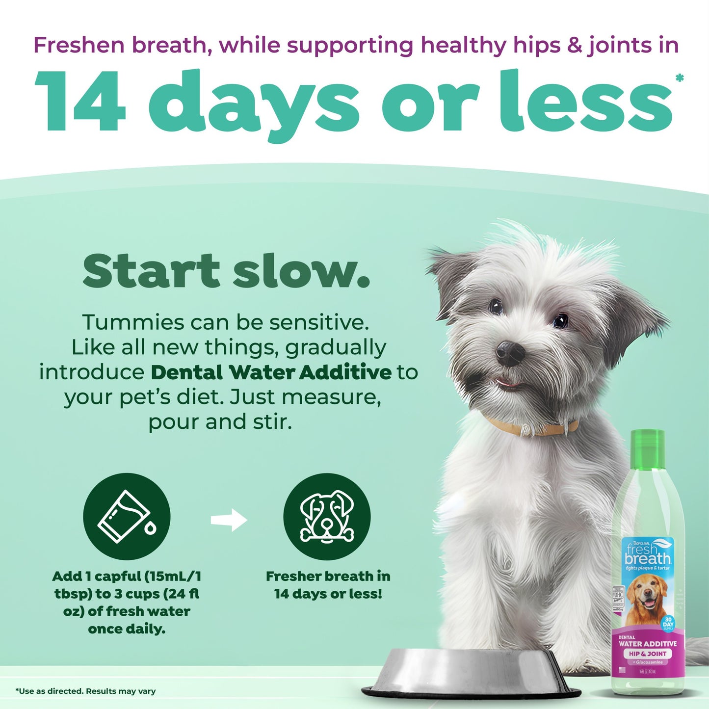 Tropiclean Fresh Breath Solution Water Additive Plus Hip & Joint