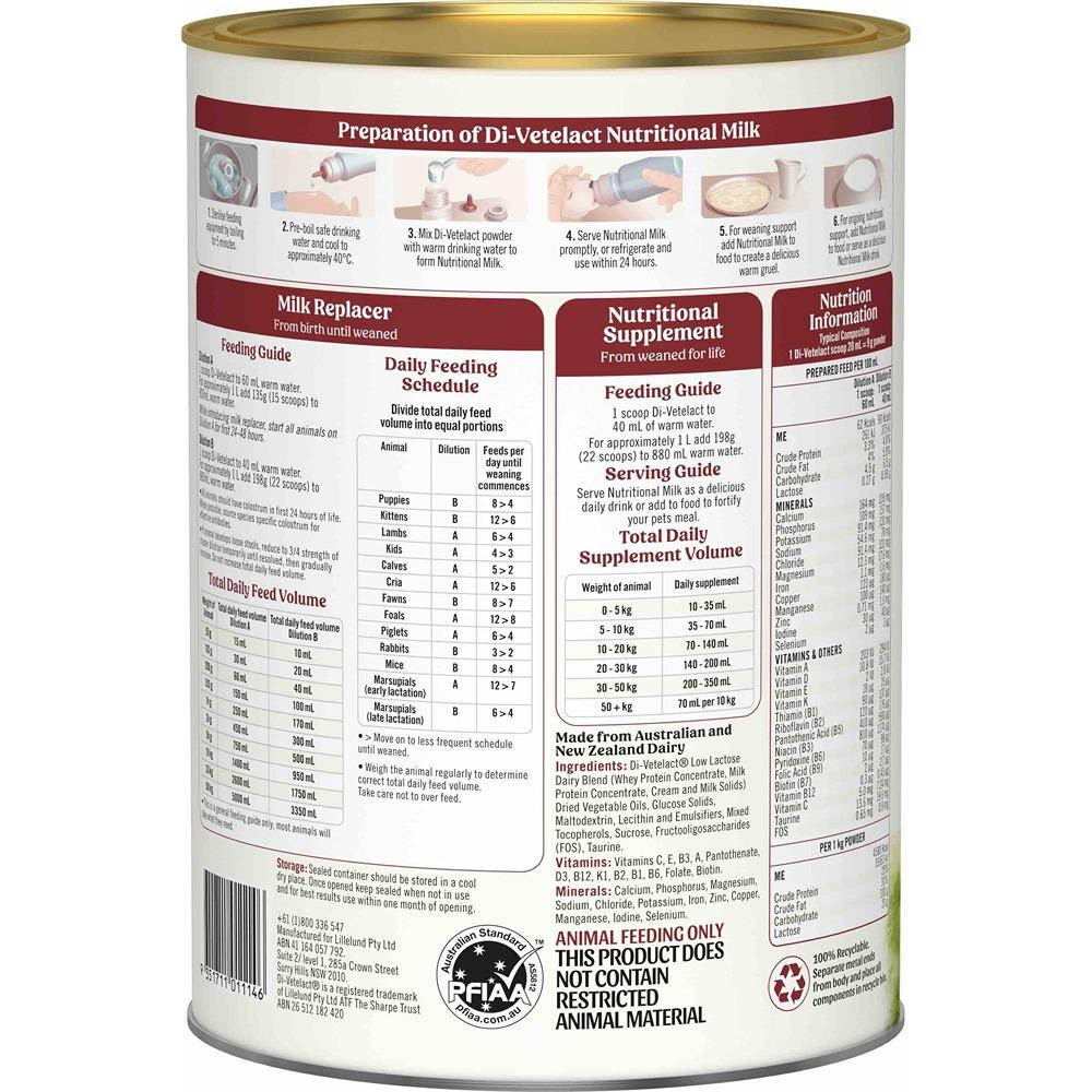 Di-Vetelact Low Lactose Milk Replacer