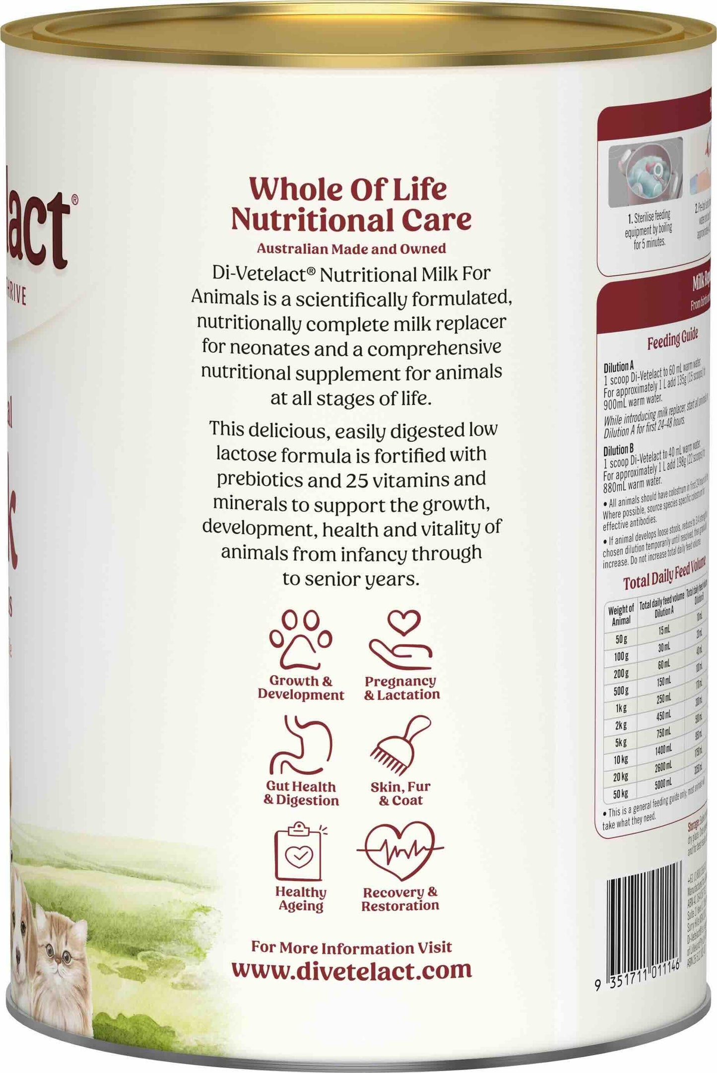 Di-Vetelact Low Lactose Milk Replacer