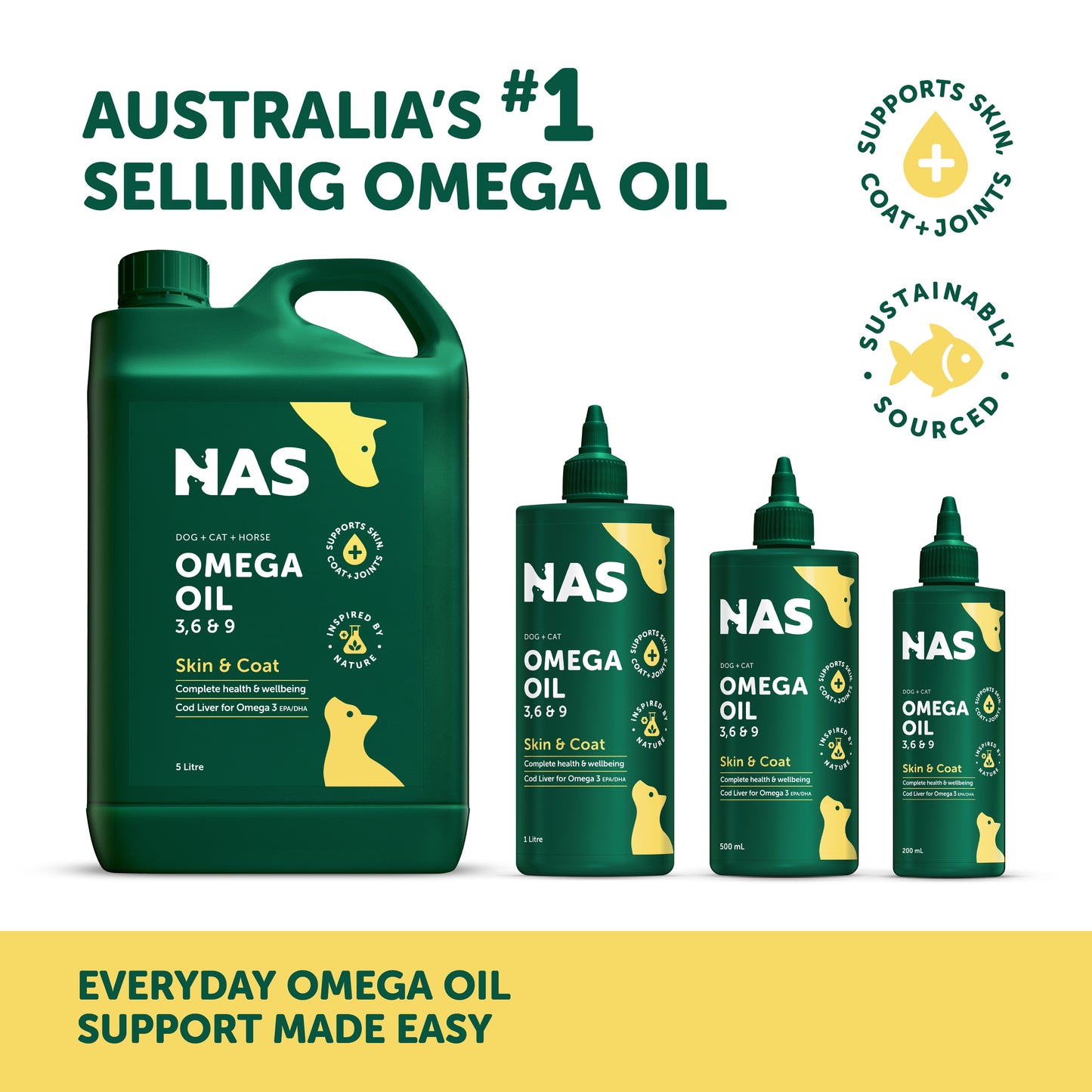 NAS Omega Oil 3 6 & 9 Supplement for Dogs, Cats & Horses