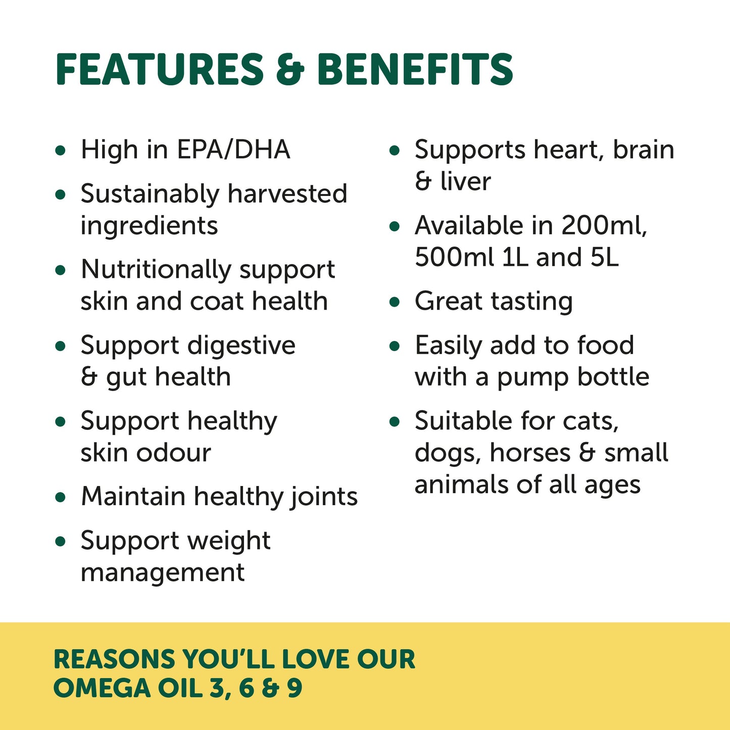 NAS Omega Oil 3 6 & 9 Supplement for Dogs, Cats & Horses