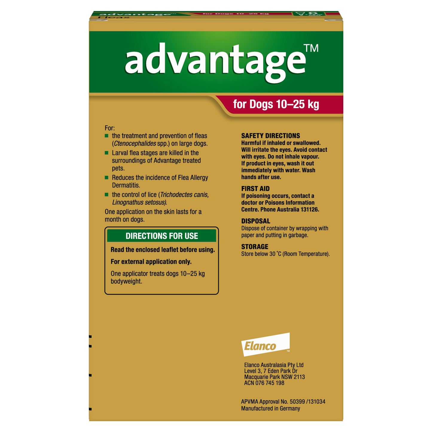 Advantage Spot-On Flea Treatment 10-25kg Dog