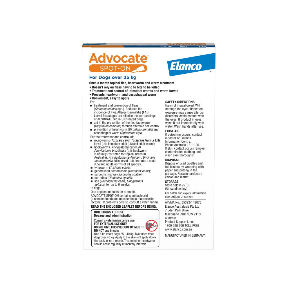 Advocate Extra Large Breed 25kg+ Flea & Worming Spot-On Dog Treatment