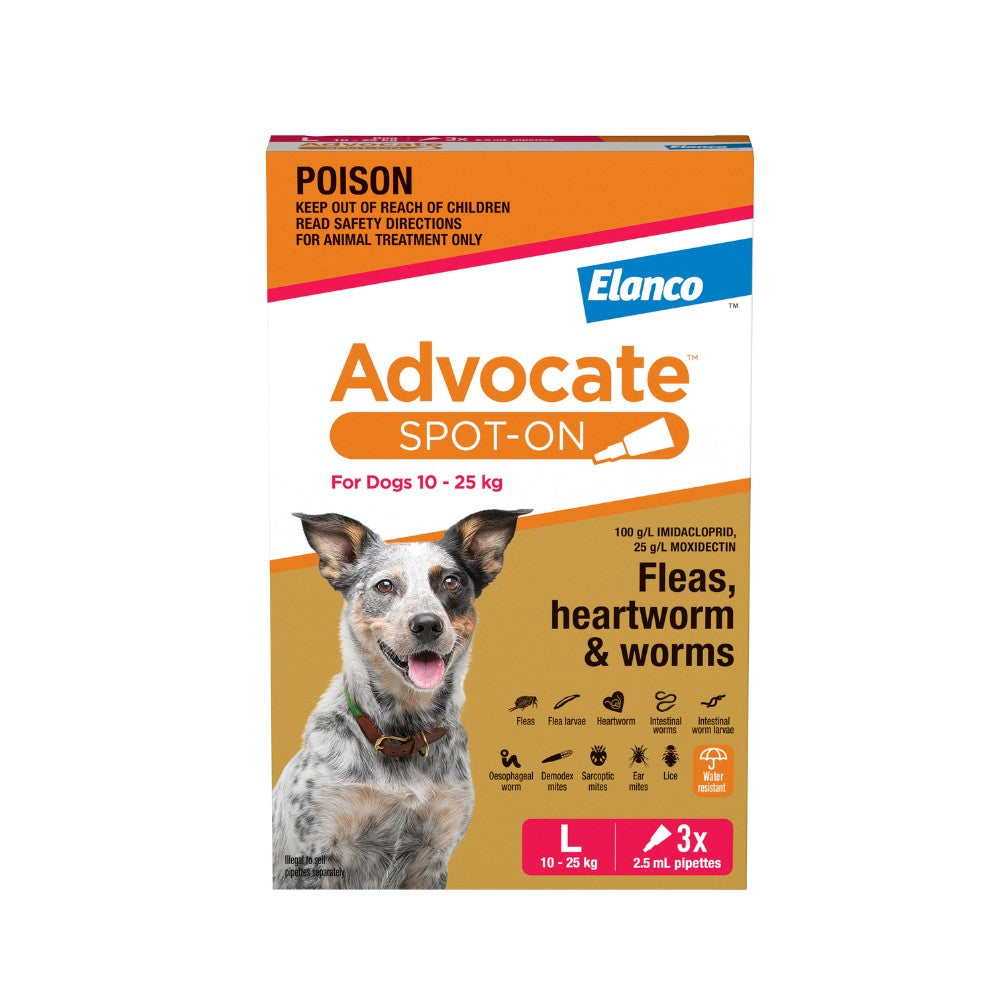 Advocate Red Spot-On Flea & Worming Treatment 10-25kg Dog