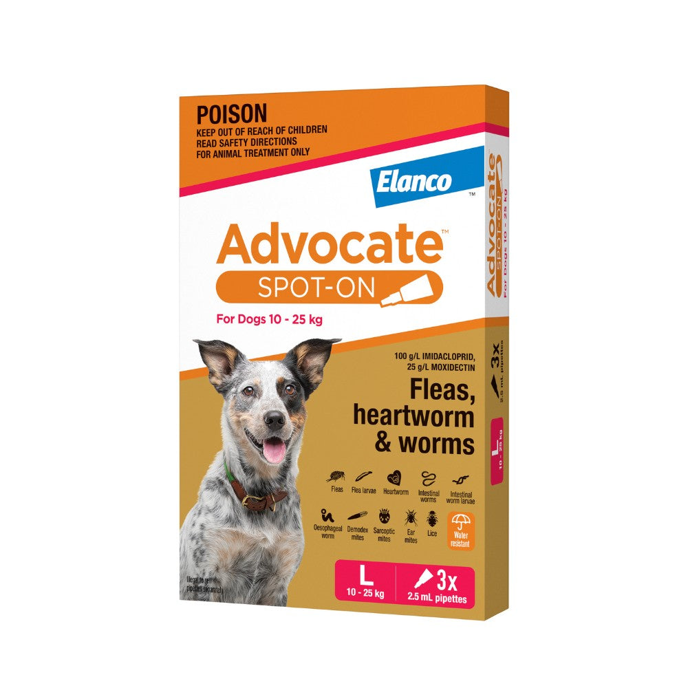 Advocate Red Spot-On Flea & Worming Treatment 10-25kg Dog
